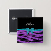 名前pastel purpleグリッターzebraターコイズbow 缶バッジ (正面&裏面)