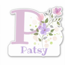 名前Patsyとイニシャルとフローラデザイン