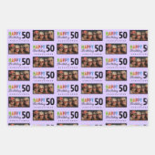 名前Photo 50th誕生日ラッピング紙 ラッピングペーパーシート (正面3)