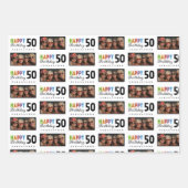 名前Photo 50th誕生日ラッピング紙 ラッピングペーパーシート (正面)