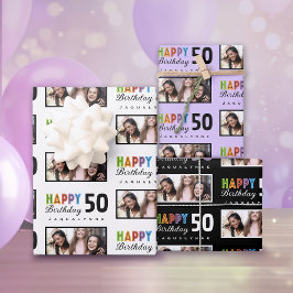 名前Photo 50th誕生日ラッピング紙 ラッピングペーパーシート