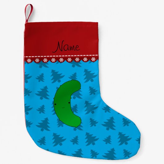 名前pickle sky blue christmas trees スモールクリスマスストッキング (正面)