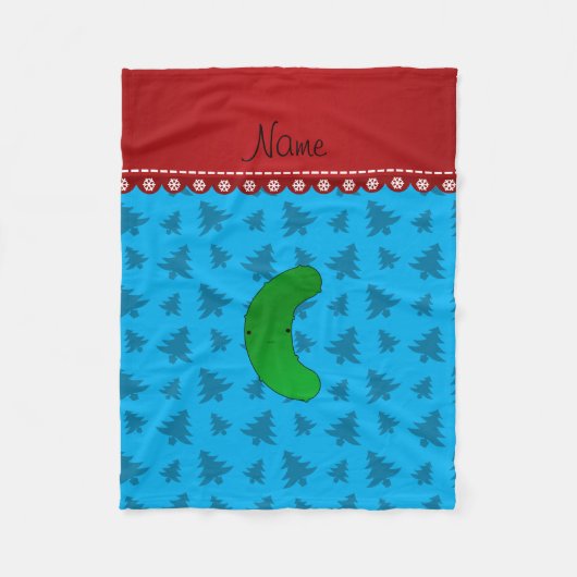 名前pickle sky blue christmas trees フリースブランケット (正面)