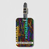 名前Pickleballレタリング ラゲッジタグ (正面縦)