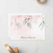 名前PINKパーソナライズされたフローラバラメモ帳 ノートカード (正面/裏面インサイチュ)