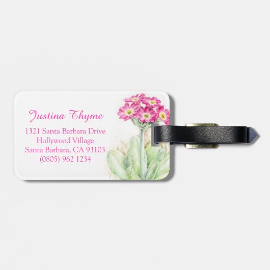 名前primulaピンク素晴らしアート水の色の荷物タグ ラゲッジタグ (裏面横)