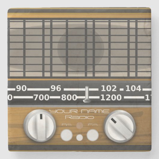 名前Radio Diskジョッキーパーソナライズされた ストーンコースター (正面)