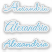 名前Sky Blue手書きスクリプトのバージョン シール (正面)