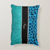 名前sky blue leopardターコイズグリッター アクセントクッション (裏面(縦))