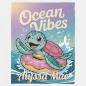 名前Turtle海パーソナライズされたVibesカスタマイズ可能 フリースブランケット (正面)