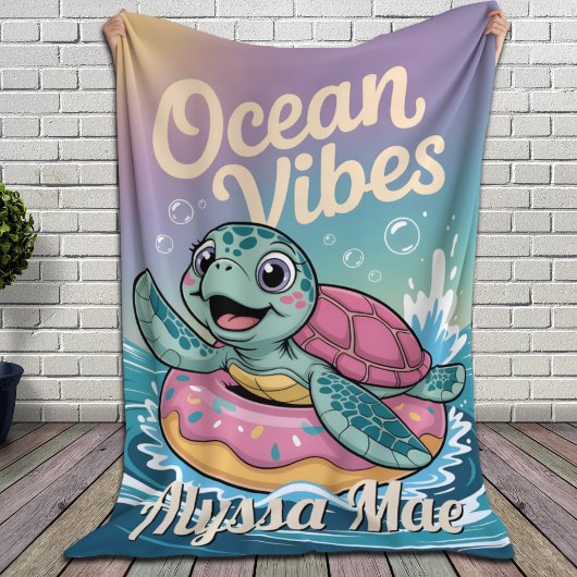 名前Turtle海パーソナライズされたVibesカスタマイズ可能 フリースブランケット