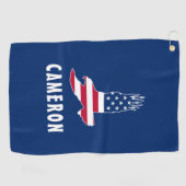 名前USA米国国旗American Eagle America 7月4日 ゴルフタオル (横)