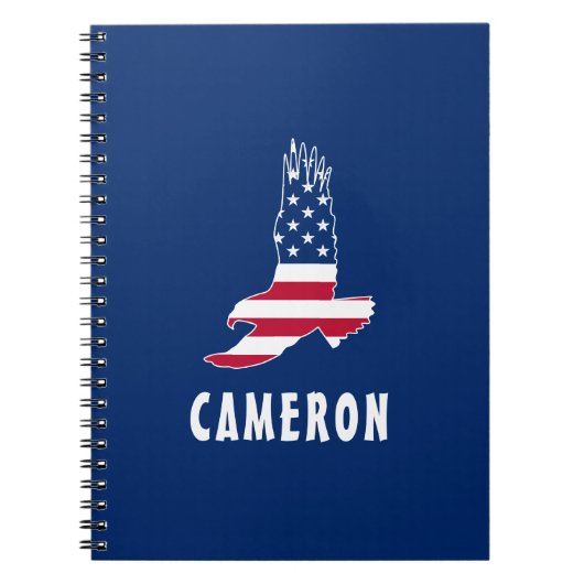 名前USA米国国旗American Eagle America 7月4日 ノートブック (正面)