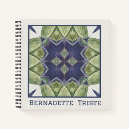 名前Waterカラー抽象芸術ジオメトリパターンブルー ノートブック