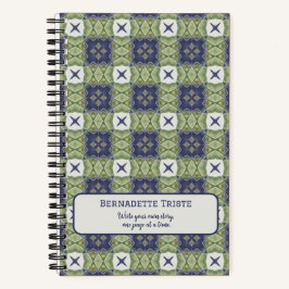 名前Waterカラー抽象芸術正方形ジオメトリブルー ノートブック