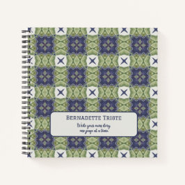 名前Waterカラー抽象芸術正方形ジオメトリブルー ノートブック