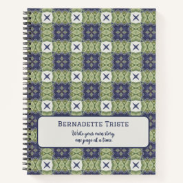 名前Waterカラー抽象芸術正方形ジオメトリブルー ノートブック