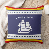 名前whale + sailboatでパーソナライズ クッション (ブランケット)