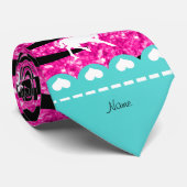 名前white unicornホットピンクのグリッターゼブラストライプ ネクタイ (ロール)