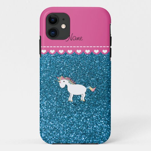 名前white unicorn sky blueグリッター Case-Mate iPhoneケース (裏面)