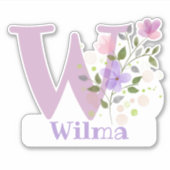 名前Wilmaと文字Wステッカー切り取り シール (正面)