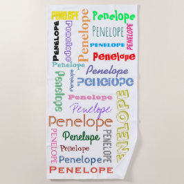 名前Wordクラウドおもしろいフォントタイポグラフィ ビーチタオル