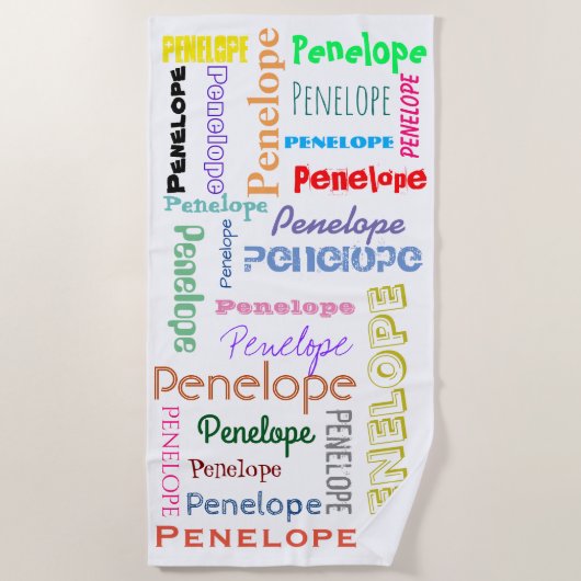 名前Wordクラウドおもしろいフォントタイポグラフィ ビーチタオル (正面)