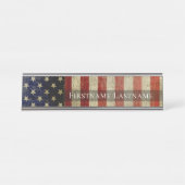 名動揺して付きアメリカ国旗 デスクネームプレート (正面)