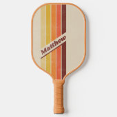 名動揺して付きストライプのレトロ濃 ピックルボールラケット (正面)
