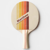 名動揺して付きストライプのレトロ濃 卓球ラケット (正面)