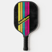 名動揺して前ストライプの付きレトロDark 80s ピックルボールラケット (裏面)