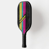 名動揺して前ストライプの付きレトロDark 80s ピックルボールラケット (左)
