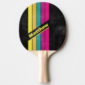 名動揺して前ストライプの付きレトロDark 80s 卓球ラケット (正面)