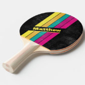 名動揺して前ストライプの付きレトロDark 80s 卓球ラケット (正面アングル)
