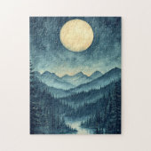 名勝の山の風景を満月 ジグソーパズル (縦)