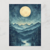 名勝の山の風景を満月 ポストカード (正面)