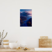 名勝の山湖に流れ込む川 ポスター (キッチン)