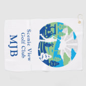 名勝パーソナライズされたコースレトロモダンゴルファー ゴルフタオル (横)