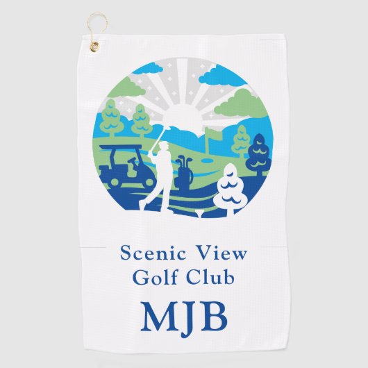 名勝パーソナライズされたコースレトロモダンゴルファー ゴルフタオル (正面)