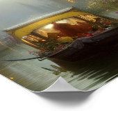 名勝フラワーボート運河デジタルアート ポスター (角)