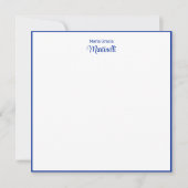 名姓シックブルーフローラルパターン ノートカード (正面)