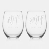 名字かわいい台本結婚の ステムなしワイングラス (裏面)