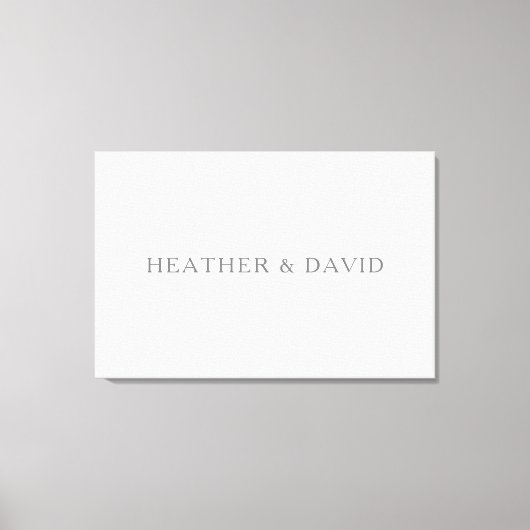 名字エレガントモノグラム |白とグレー キャンバスプリント (正面)