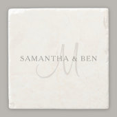 名字エレガントモノグラム |白とグレー ストーンコースター