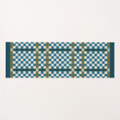 名市松模様にイニシャルモノグラムブルーグリーン ヨガマット (正面(横))