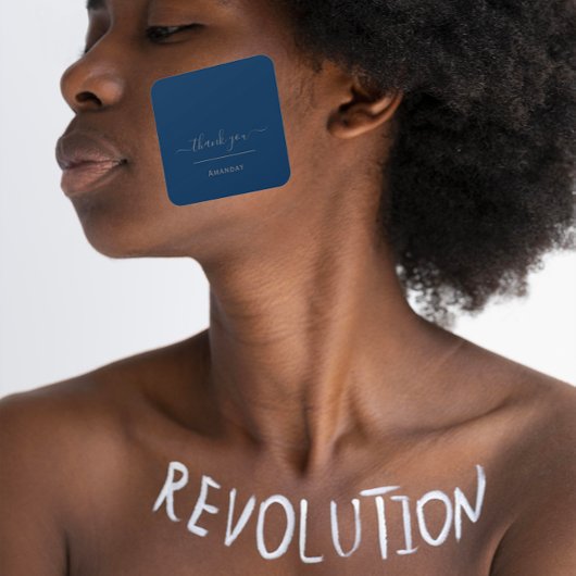 名感謝してい前ブルーネイビーMinimalIsmブティックショップ スクエアシール