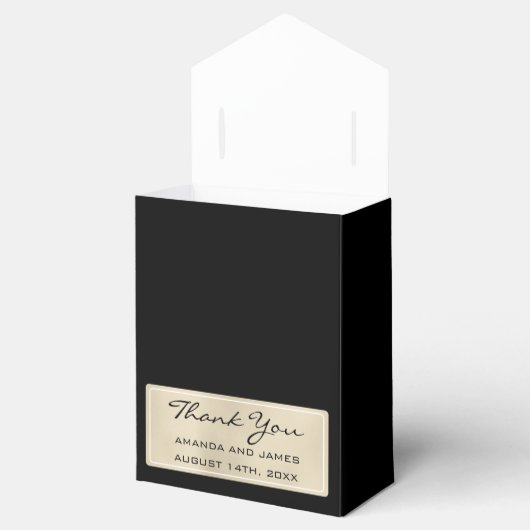 名感謝してい前日ミニマルアイボリーブラックお願いギフト フェイバーボックス (オープン)