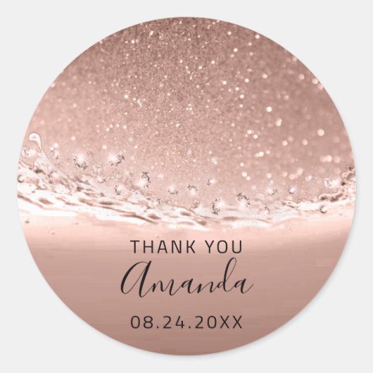 名感謝してい前日火花ブライダルバラ金ゴールド ラウンドシール (正面)