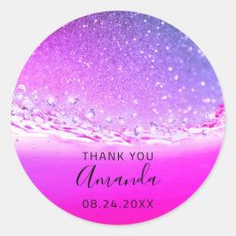 名感謝してい前日火花ブライダル明るい赤紫色ピンク ラウンドシール