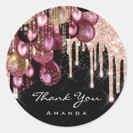 名感謝してい前16ブライダルグリッターバルーンバラベリー ラウンドシール